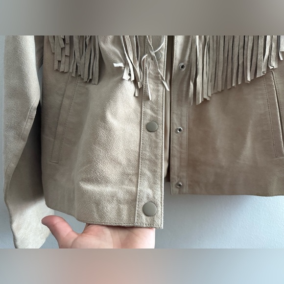 White Crow Westerner Tan Suede Leather Fringe Jacket, Size Small - Picture 13 of 16